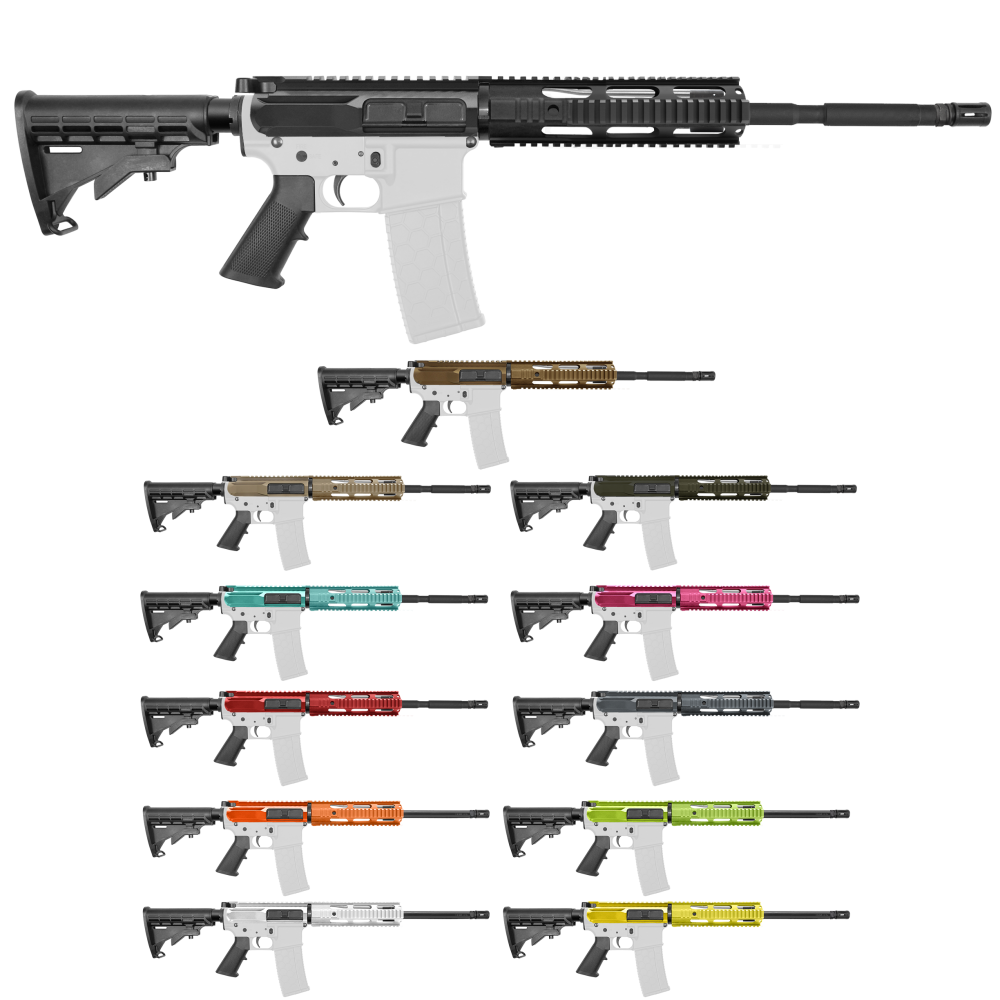  AR15 16" RIFLE BUILD KIT W/ 10" QUAD RAIL HANDGUARD BCG LPK & STOCK KIT (COLOR OPTION)